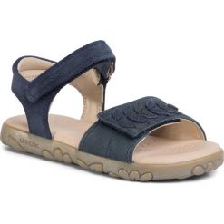 Sandały GEOX - J S.Haiti G.E J028ZE 08122 C4002 S Navy. Niebieskie sandały dziewczęce Geox, z zamszu, bez zapięcia. Za 279,00 zł.