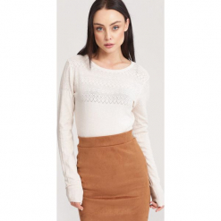 Beżowy Sweter Honored. Brązowe swetry klasyczne damskie marki other, na jesień, l. Za 49,99 zł.