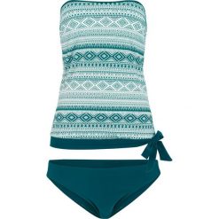 Tankini (2 części) bonprix zielono-biały. Zielone stroje kąpielowe damskie marki bonprix, w paski. Za 109,99 zł.