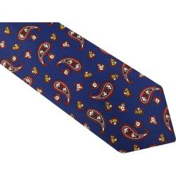 Granatowy krawat męski we wzór paisley D50. Niebieskie krawaty męskie Modini Moda Męska, na co dzień, bez wzorów, z tkaniny, casualowe. Za 49,50 zł.