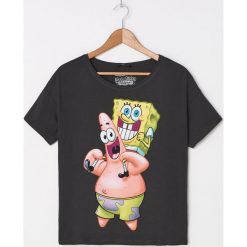 Koszulka z nadrukiem SpongeBob - Szary. Szare koszulki damskie House, s, z nadrukiem, bez kołnierzyka. Za 39,99 zł.
