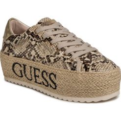 Espadryle GUESS - Marilyn FL6MRL PEL12 STONE. Brązowe espadryle damskie Guess, z aplikacjami, ze skóry ekologicznej, bez obcasa. Za 449,00 zł.