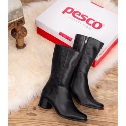 Kozaki damskie Pesco 1798 Czarne. Czarne kozaki damskie PESCO, ze skóry, eleganckie. Za 299,00 zł.