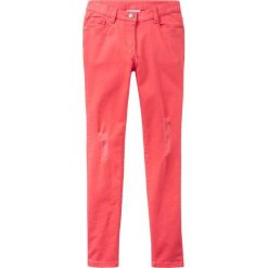 Dżinsy SKINNY bonprix koralowy. Różowe spodnie dziewczęce bonprix, bez wzorów, z jeansu, klasyczne. Za 74,99 zł.