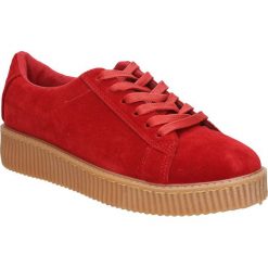 Creepersy casu xy16293. Czerwone półbuty damskie Casu, na wiosnę, bez wzorów, z materiału, eleganckie, bez obcasa, bez zapięcia. Za 99,99 zł.