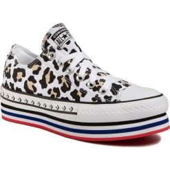 Trampki CONVERSE - Ctas Platform Layer Ox 566764C White/Black/Desert Ore. Białe półbuty damskie Converse, bez wzorów, z gumy, bez zapięcia. W wyprzedaży za 269,00 zł.