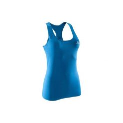 Top fitness kardio 100 damski. Niebieskie topy sportowe damskie marki DOMYOS, l, z elastanu, na fitness i siłownię. Za 19,99 zł.