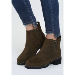 Khaki Botki Salutation. Brązowe botki damskie saszki marki Born2be. Za 119,99 zł.