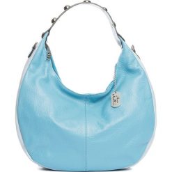Torebki klasyczne damskie: Skórzana torebka w kolorze błękitnym – 38 x 27 x 10 cm