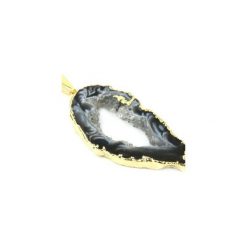 Colare Agat Plaster Geody Czarno - Szary złoto. Czarne naszyjniki damskie Brazi druse jewelry, na co dzień, z agatem, srebrne. Za 170,00 zł.