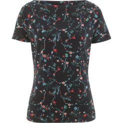 Shirt z dekoltem "łódką" bonprix czarny z nadrukiem. Czarne koszulki damskie bonprix, z nadrukiem, bez kołnierzyka. Za 44,99 zł.