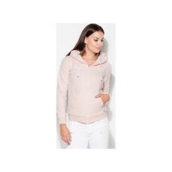 Bluza K196 Róż. Różowe bluzy damskie KATRUS, s, bez wzorów, z dzianiny, z długim rękawem, długie. Za 139,00 zł.