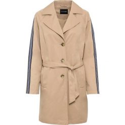 Trencz z lampasami w paski bonprix jasny khaki. Brązowe kurtki damskie bonprix, w paski, z bawełny. Za 189,99 zł.