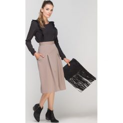 Spódnica z zakładką, SP116 beż. Niebieskie bluzki damskie Lanti, m, eleganckie, kopertowe. Za 119,00 zł.