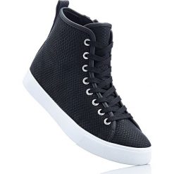 Wysokie sneakersy bonprix czarny. Czarne buty sportowe damskie bonprix, bez wzorów, ze skóry, sportowe. Za 59,99 zł.