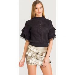 SWETER Patrizia Pepe. Czarne swetry damskie Patrizia Pepe, s, bez wzorów, z bawełny, bez rękawów, bez kaptura. Za 832,30 zł.
