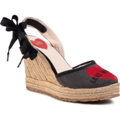 Espadryle LOVE MOSCHINO - JA1048AI0AJM0000 Nero. Szare espadryle damskie Love Moschino, bez wzorów, ze skóry, bez obcasa, na obcasie. Za 1099,00 zł.