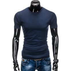 T-shirty męskie: T-SHIRT MĘSKI BEZ NADRUKU S884 – GRANATOWY