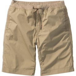 Bermudy z wygodnym paskiem bonprix beżowy. Brązowe spodenki i szorty męskie bonprix, m, bez wzorów. Za 74,99 zł.