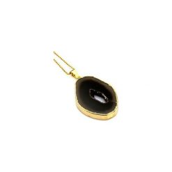 Colare Plaster Geody Agatu złoto. Czarne naszyjniki damskie Brazi druse jewelry, na imprezę, z agatem, srebrne. Za 136,00 zł.