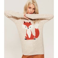 Sweter z lisem - Kremowy. Białe swetry klasyczne damskie marki House, l. Za 89,99 zł.