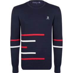 Sweter w kolorze granatowym. Niebieskie swetry klasyczne męskie Giorgio di Mare, m, z bawełny, z okrągłym kołnierzem. W wyprzedaży za 152,95 zł.