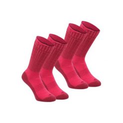 Skarpety turystyczne SH500 ultra-warm mid. Czerwone skarpetki męskie QUECHUA, z elastanu. Za 49,99 zł.