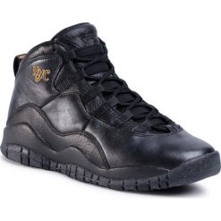 Buty NIKE - Air Jordan 10 Retro Bg 310806 012 Black/Black Drk Grey/Mtllc Gld. Czarne półbuty damskie Nike, na co dzień, bez wzorów, ze skóry, retro, bez obcasa, na płaskiej podeszwie, bez zapięcia. Za 549,00 zł.