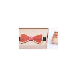 Drewniana mucha + spinki ZESTAW. Pomarańczowe muszki męskie marki Bewoody, na co dzień, bez wzorów, z materiału, eleganckie. Za 160,00 zł.