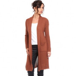 Kardigan "Liliane" w kolorze karmelowym. Brązowe kardigany damskie marki Cosy Winter, s, prążkowane. W wyprzedaży za 159,95 zł.