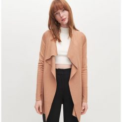Kardigan bez zapięcia - Beżowy. Brązowe swetry damskie Reserved, xl, bez wzorów. Za 59,99 zł.
