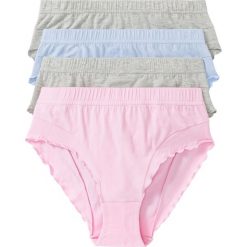 Figi "maxi panty" (4 pary) bonprix jasnoszary melanż - jasnoniebieski - jasnoróżowy. Szare majtki damskie bonprix, bez wzorów. Za 39,96 zł.