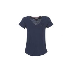 T-shirty z krótkim rękawem Tommy Jeans TJW SOFT JERSEY V-NECK TEE. Niebieskie t-shirty damskie Tommy Jeans, s, bez wzorów, z jeansu, bez kołnierzyka. Za 129,00 zł.