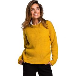 Sweter o luźnym splocie - miodowy. Pomarańczowe swetry damskie Style, s, bez wzorów, z poliesteru, z krótkim rękawem, krótkie, bez kaptura. W wyprzedaży za 129,00 zł.