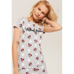 Koszulka piżamowa Minnie Mouse - Jasny szar. Szare koszule nocne damskie marki House, l, z motywem z bajki. Za 35,99 zł.