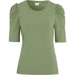 Cream Bluzka z dżerseju z marszczonymi rękawami jasne khaki female zielony L (40/42). Zielone bluzki damskie Cream, s, bez wzorów, z wiskozy, eleganckie, z falbankami, bez rękawów. Za 189,00 zł.