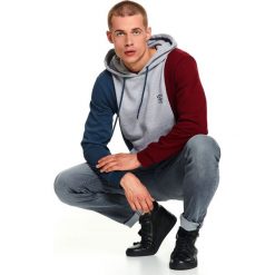 Bluza kolorowa typu kangurka. Szare bluzy męskie Top Secret, na zimę, xl, bez wzorów, z dzianiny, eleganckie, z kapturem, bez rękawów, z kapturem. W wyprzedaży za 49,99 zł.