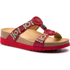 Klapki SCHOLL - New Bogota Wedge F26607 1022 360 Dk Red. Czerwone klapki damskie Scholl, z aplikacjami, z materiału. Za 229,00 zł.