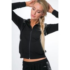 Bluza z kapturem czarna MR15111. Czarne bluzy damskie Fasardi, l, bez wzorów, bez rękawów, z kapturem. Za 109,00 zł.