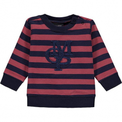 Bluza w kolorze granatowo-różowym. Czerwone bluzy niemowlęce Marc O'Polo Junior, z aplikacjami, z bawełny. W wyprzedaży za 62,95 zł.