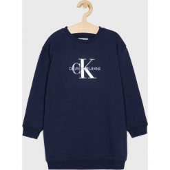 Calvin Klein Jeans - Sukienka dziecięca 104-176 cm. Niebieskie sukienki dziewczęce Calvin Klein Jeans, z nadrukiem, z bawełny, casualowe, z długim rękawem, długie, maxi, proste. Za 339,90 zł.