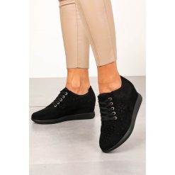 Półbuty sergio leone sneakersy ażurowe na ukrytym koturnie sznurowane czarne pb122. Czarne koturny damskie Sergio Leone, bez obcasa, na koturnie, na sznurówki. Za 128,99 zł.