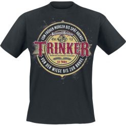 KrawallBrüder Trinker T-Shirt czarny. Białe t-shirty męskie z nadrukiem marki KALENJI, m, z elastanu, z dekoltem na plecach. Za 74,90 zł.