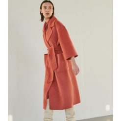 Płaszcz z wełną - Pomarańczowy. Pomarańczowe płaszcze damskie Reserved, s, z wełny. Za 399,99 zł.