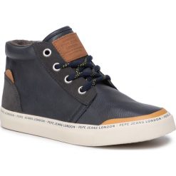 Sneakersy PEPE JEANS - Traveler Bootie PBS30409 Navy 595. Niebieskie trampki chłopięce Pepe Jeans, bez wzorów, z jeansu, bez zapięcia. W wyprzedaży za 199,00 zł.