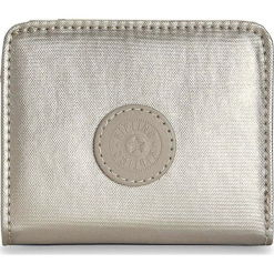Portfel "Florencia" w kolorze szarobrązowo-srebrnym - 8,5 x 10 cm. Brązowe portfele damskie marki Kipling, z materiału. W wyprzedaży za 45,95 zł.