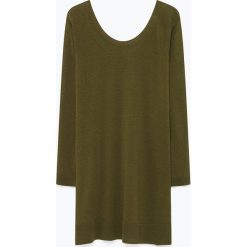 Lniana tunika "Flaxcity" w kolorze khaki. Brązowe tuniki damskie American Vintage, s, bez wzorów, ze lnu, z okrągłym kołnierzem, bez rękawów. W wyprzedaży za 214,95 zł.