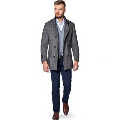 Płaszcz Szary w Jodełkę Embrace. Szare płaszcze męskie marki LANCERTO, na zimę, m, z wełny. Za 799,90 zł.
