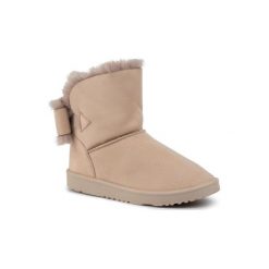 DeeZee WS0892-01. Brązowe botki damskie DeeZee, z materiału, bez obcasa, bez zapięcia. Za 79,99 zł.