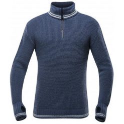 Devold Sweter Randers Zip Neck Night/Offwhite L. Brązowe swetry klasyczne męskie Devold, l, z dzianiny, z klasycznym kołnierzykiem. Za 495,00 zł.